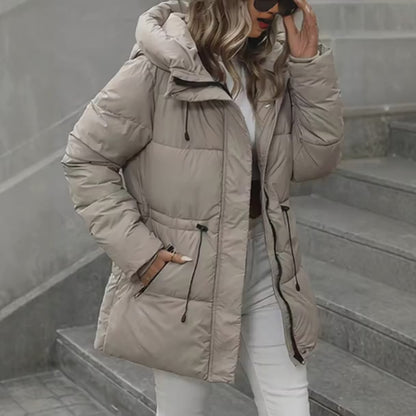 Hooded Cotton Coat - Mid-Length Slimming Thick